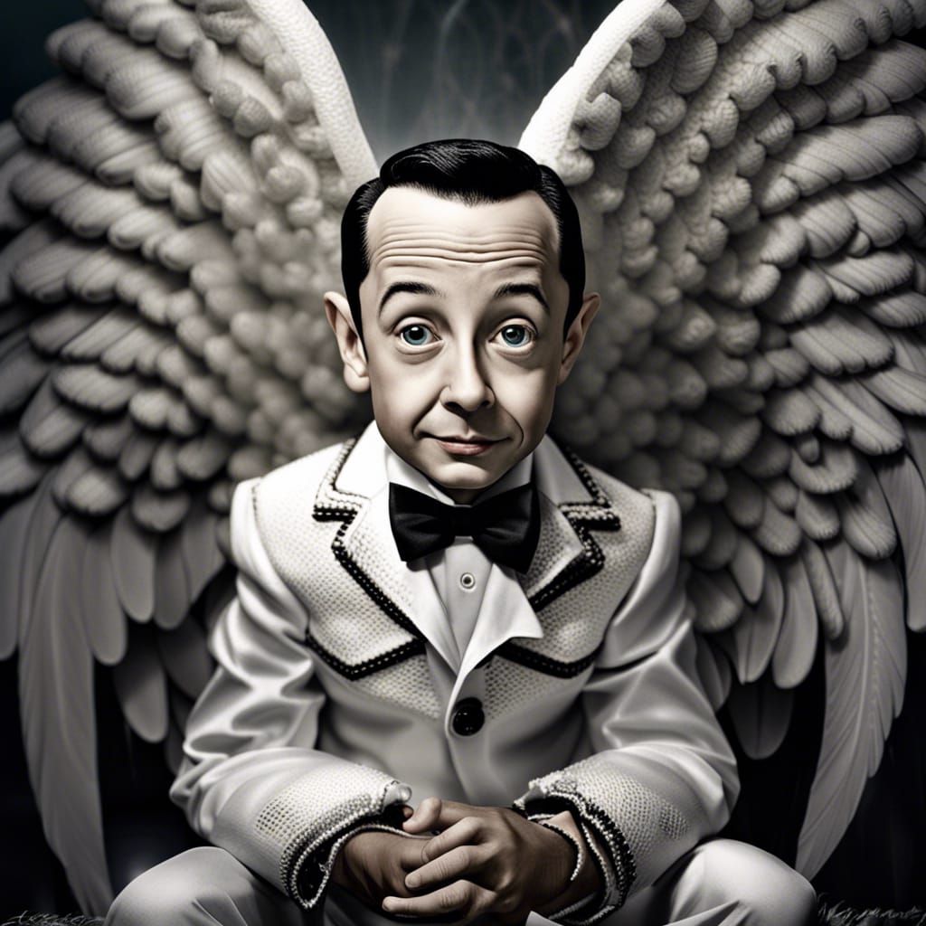 Pee Wee Herman as Angel in Hyperrealistic Style