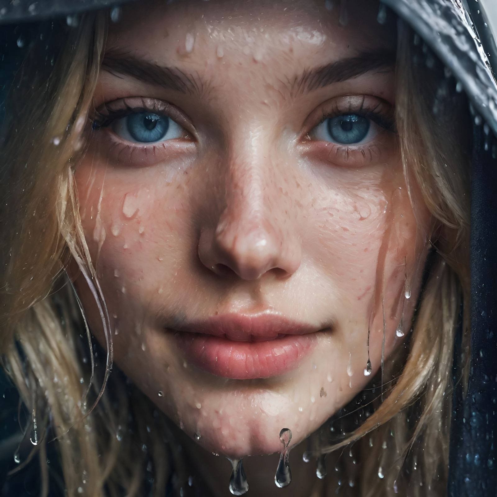 Rainy Day Portrait of a Young Woman