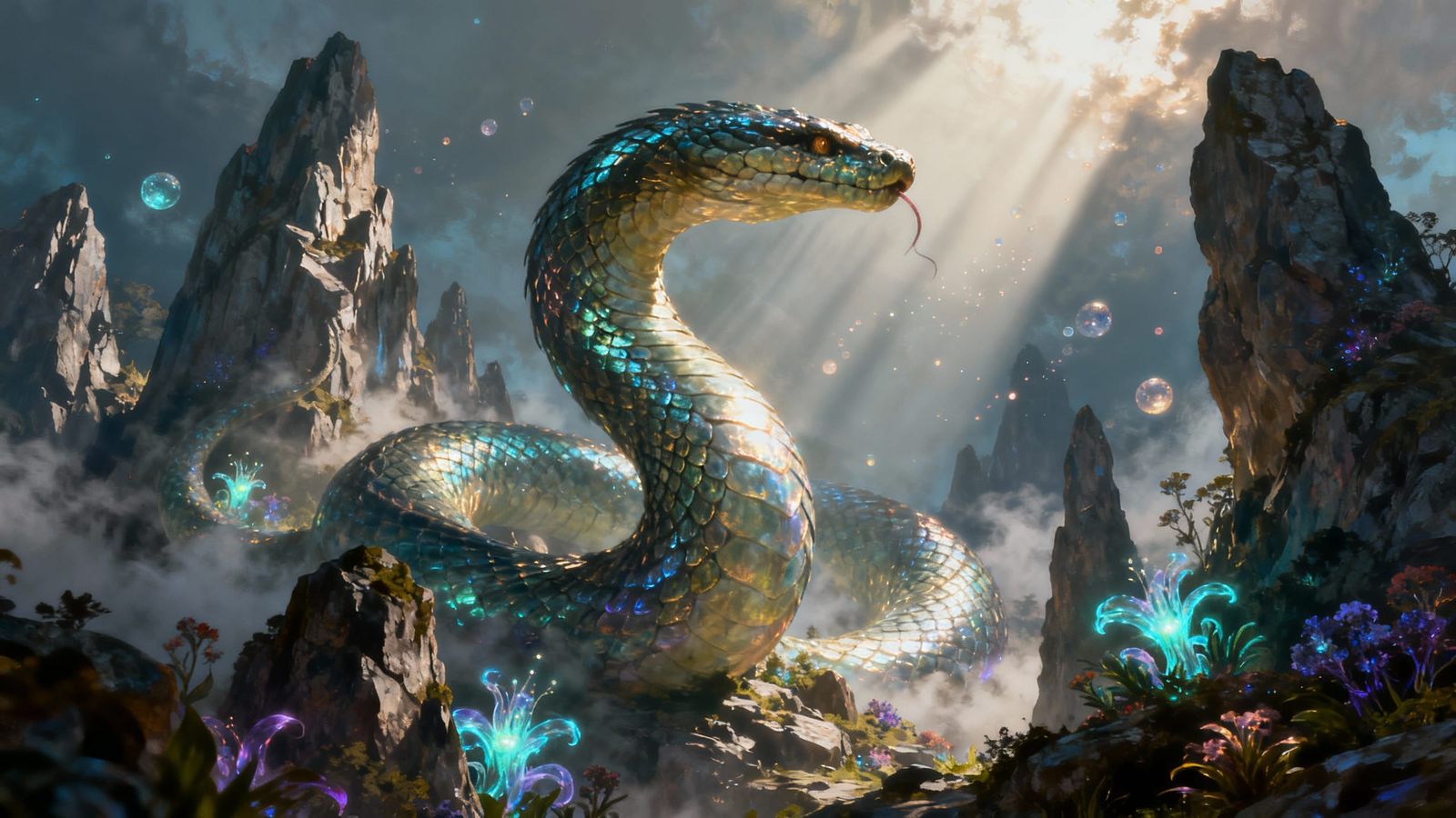 Colossal Serpent in Unreal Engine 5 Fantasy Landscape