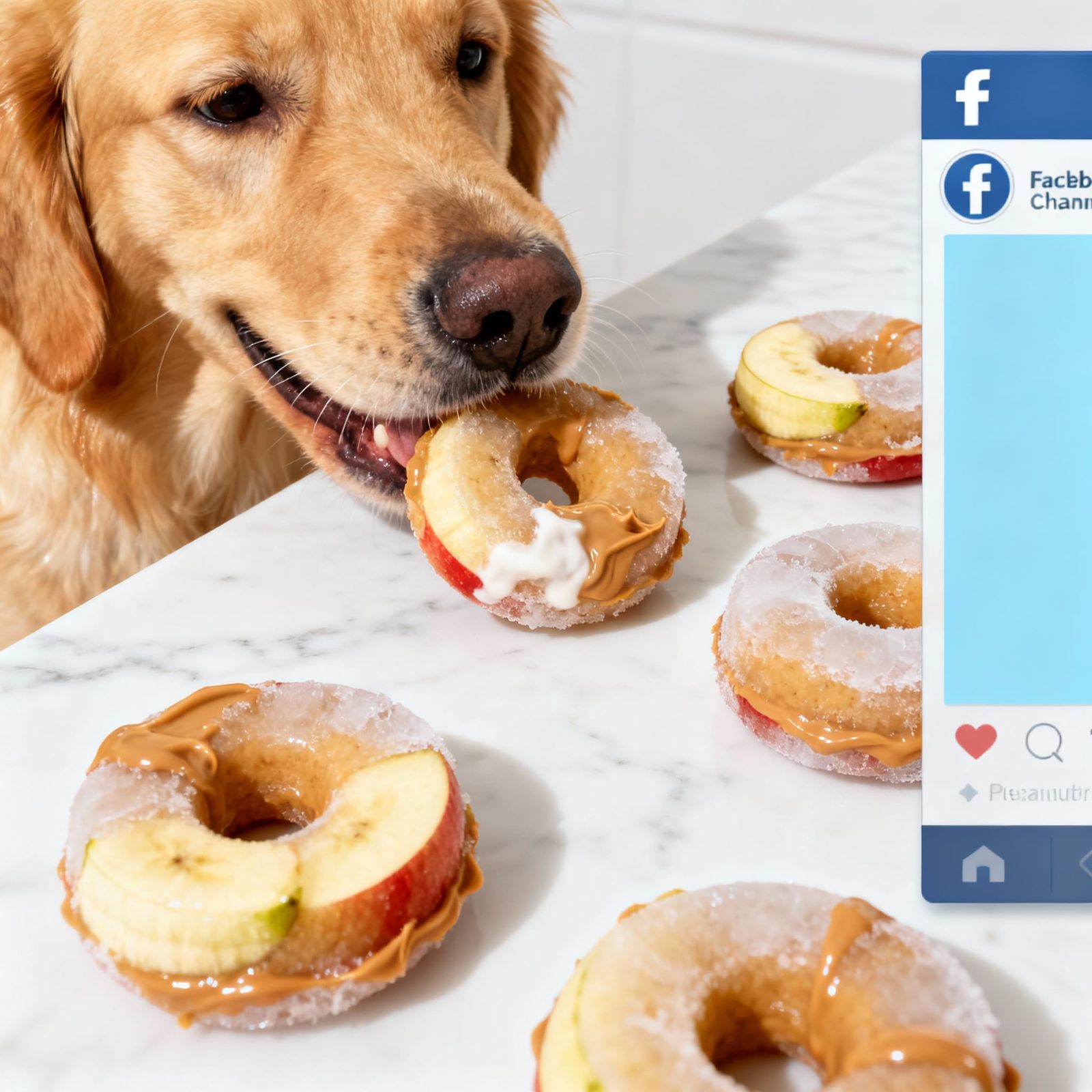 Frozen Apple Banana Yogurt Donuts with Happy Dog