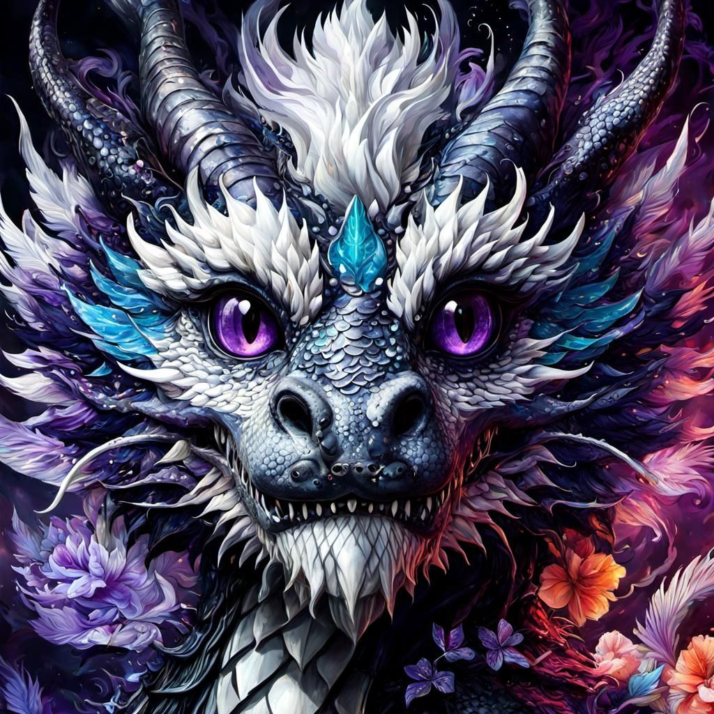 Surreal Dragon Portrait in Anime Art Style