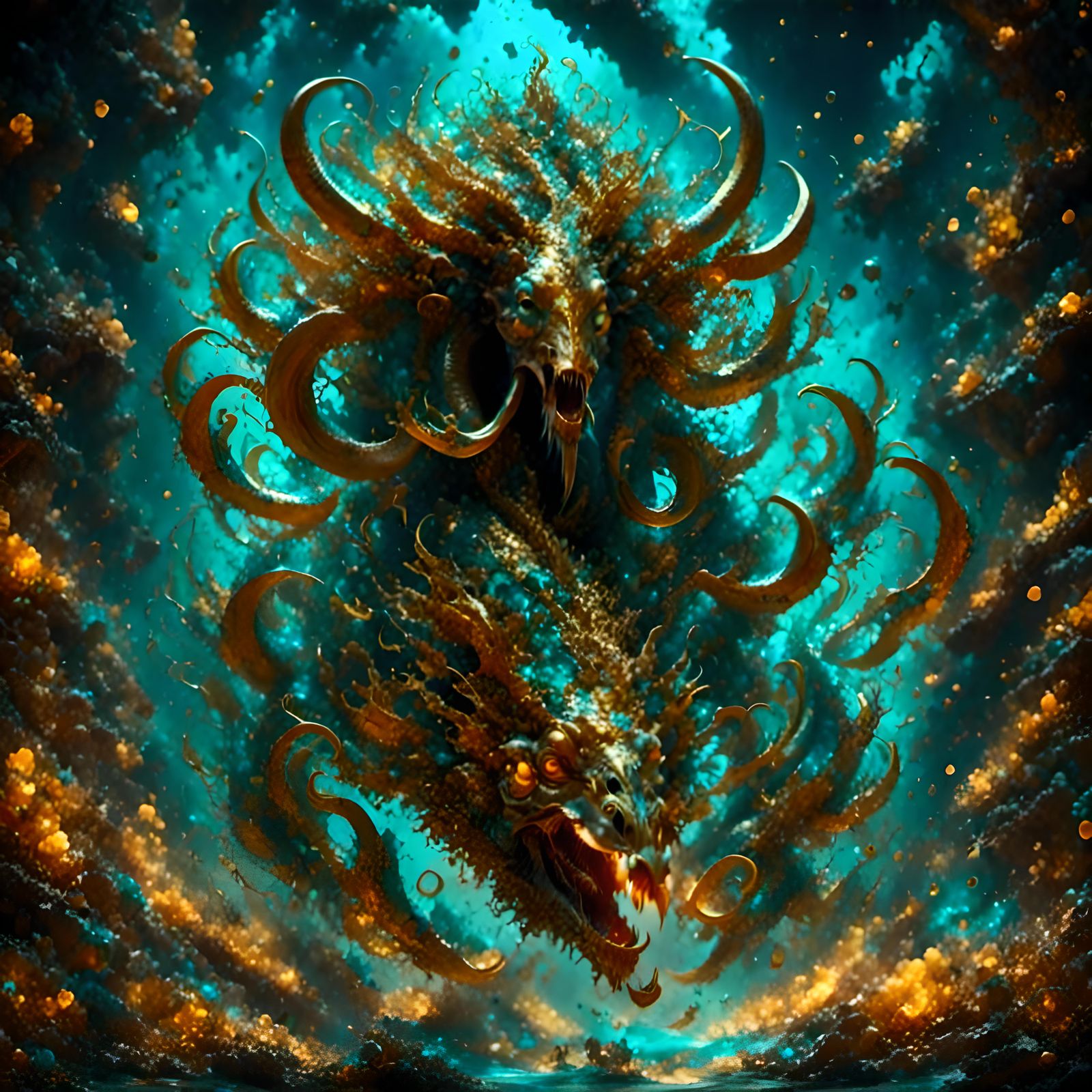 Blue Hawkmoth in Dark Fantasy Graffiti Art