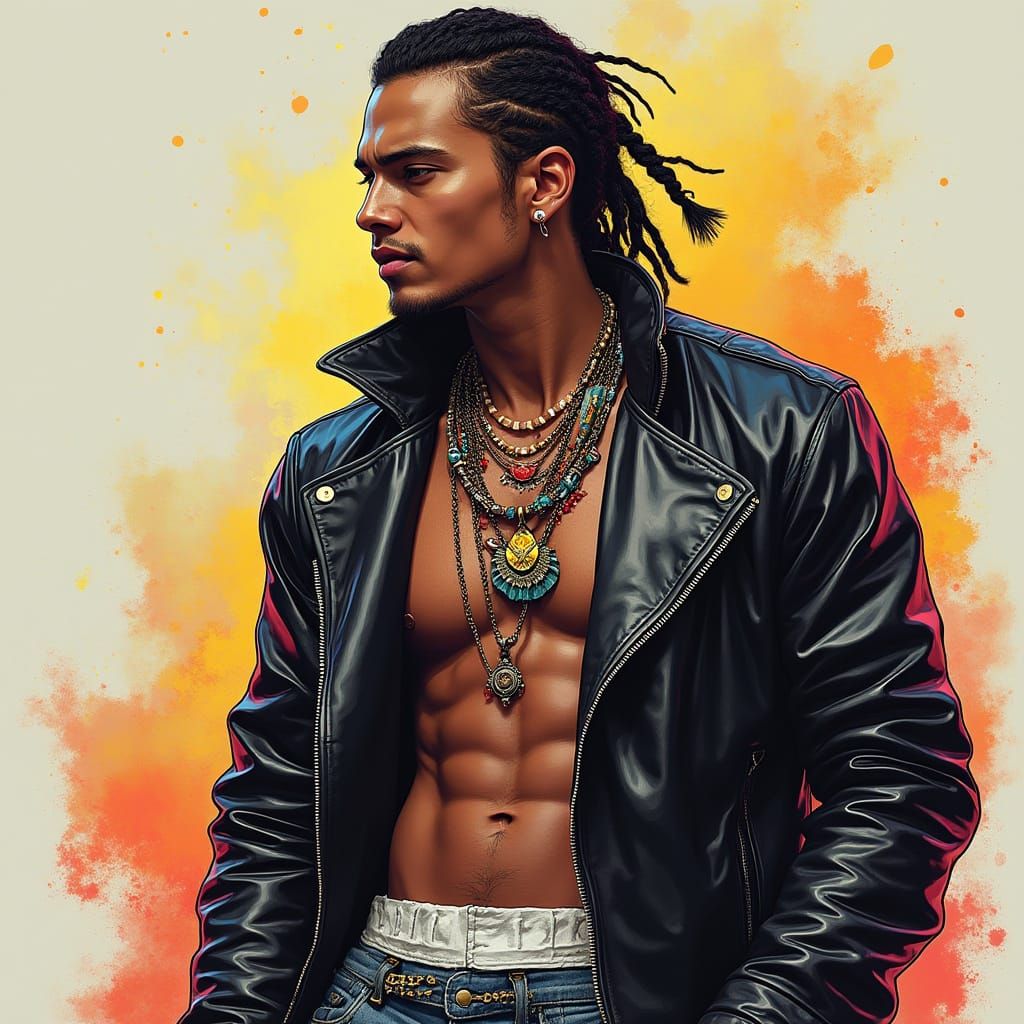 Vibrant Latino Man in Bold Style
