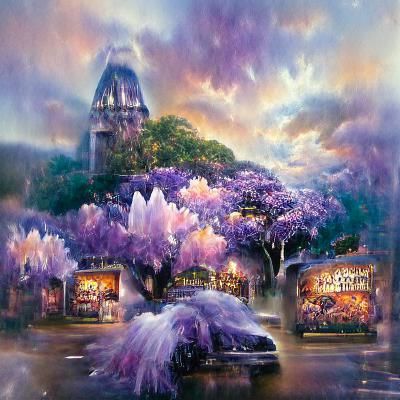 Jacaranda Trees Bloom with Amethyst Crystals