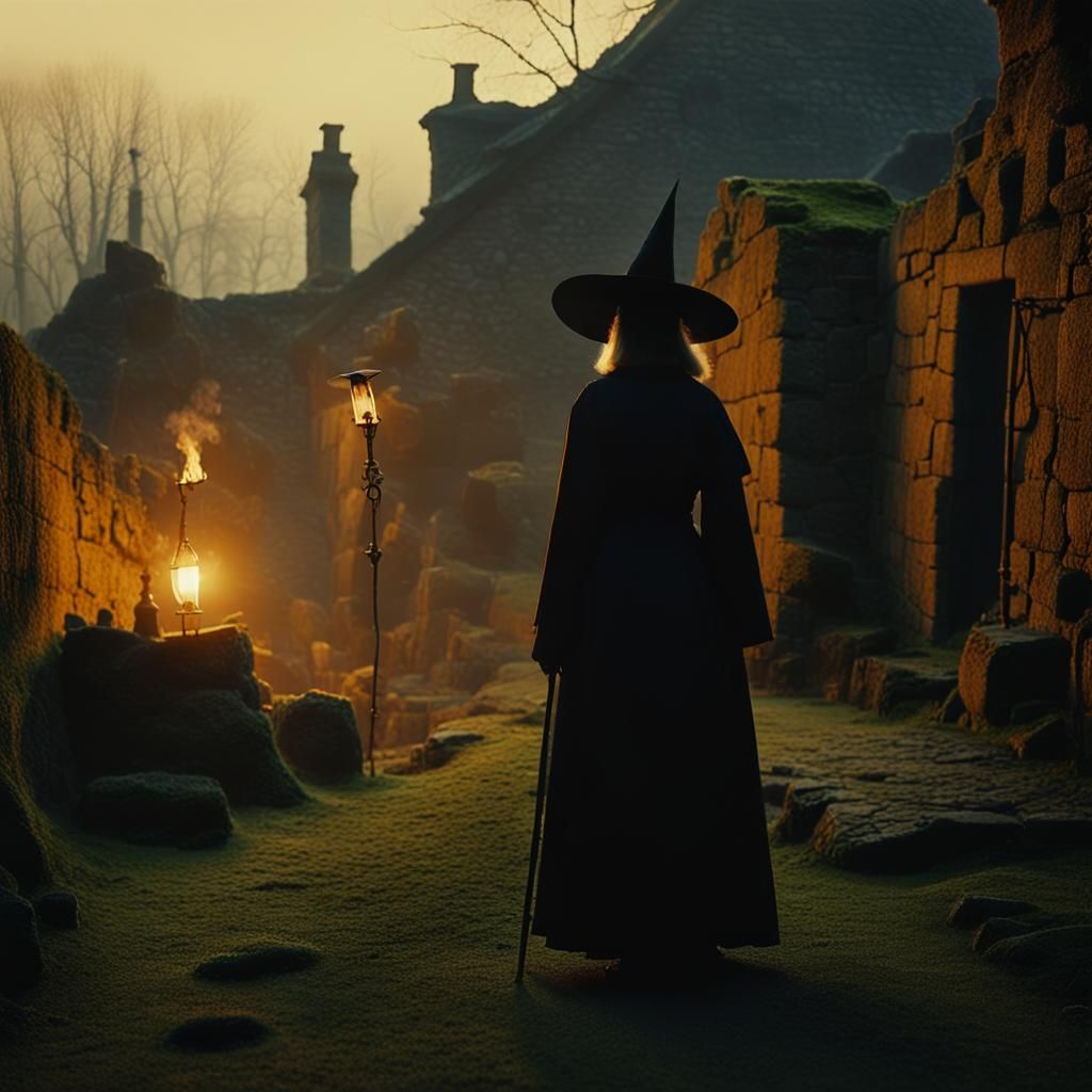 Accused Witch in Puritan Village: Cinematic Film Still