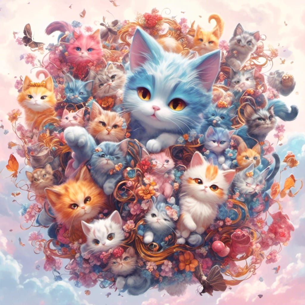 Mythical Cat Portrait in Anime Style