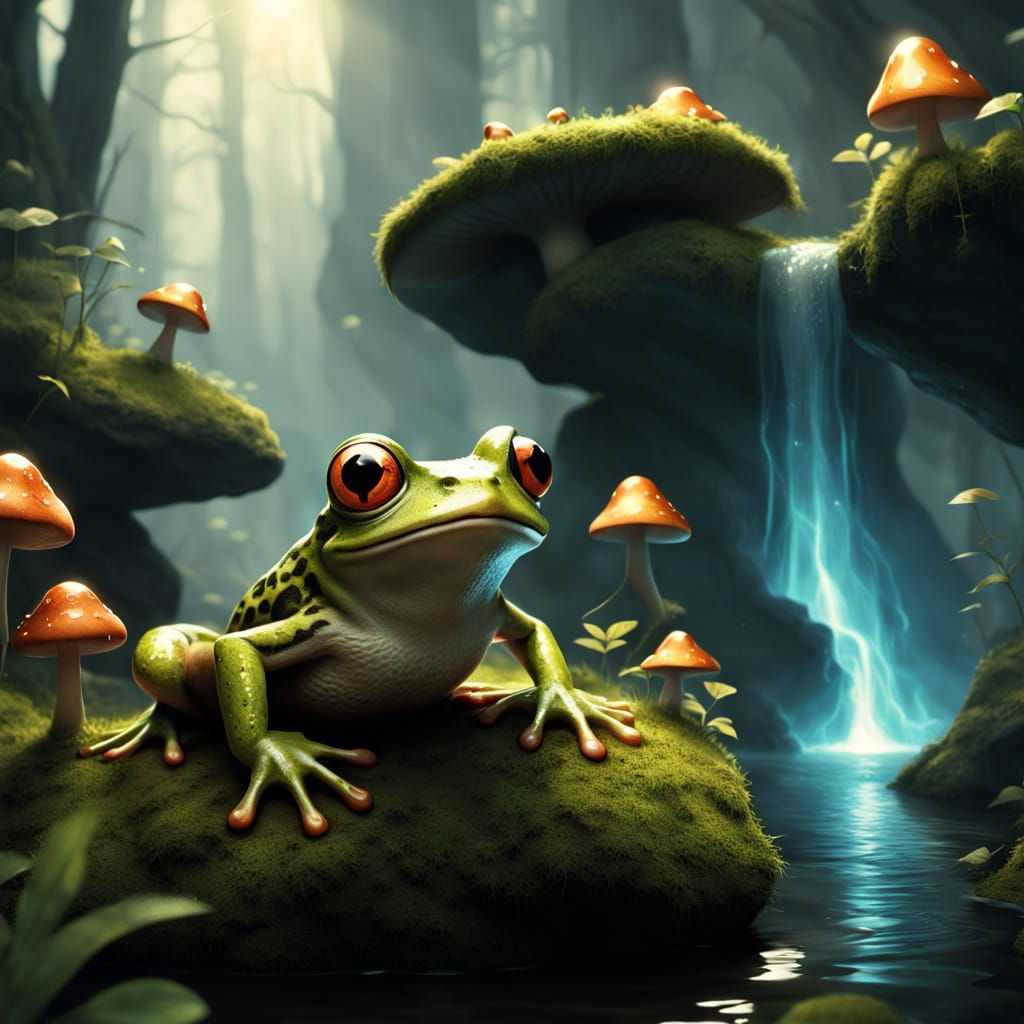 Enchanted Forest Frog in Fantasy 3D Art