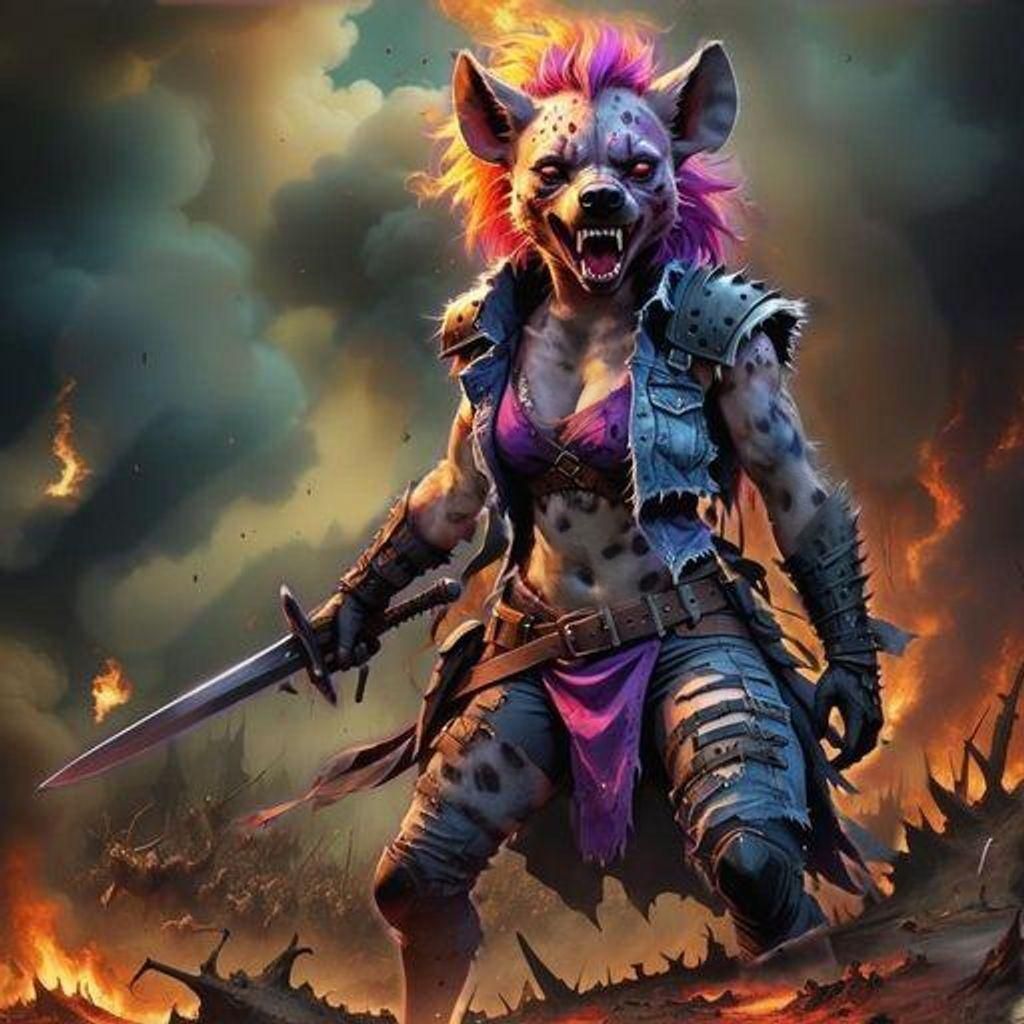 Dynamic Furry She-Hyenas in an Epic Scene