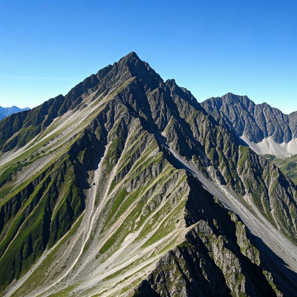 A Majestic Mountain Summit in a Distant Landscape