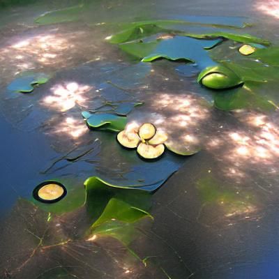 Glistening Pond with Lily Pads