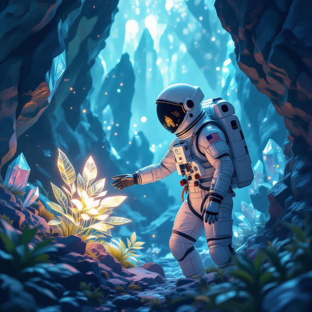 Astronaut Discovers Bioluminescent Alien Forest