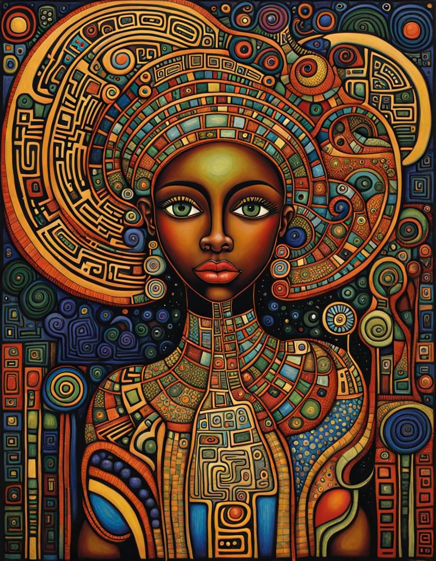 Surreal Melanin Portrait in Hundertwasser Style