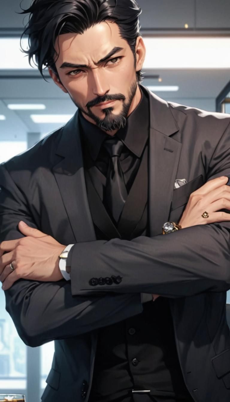 Anime Professor Lounging on Throne: 3D Anime Art