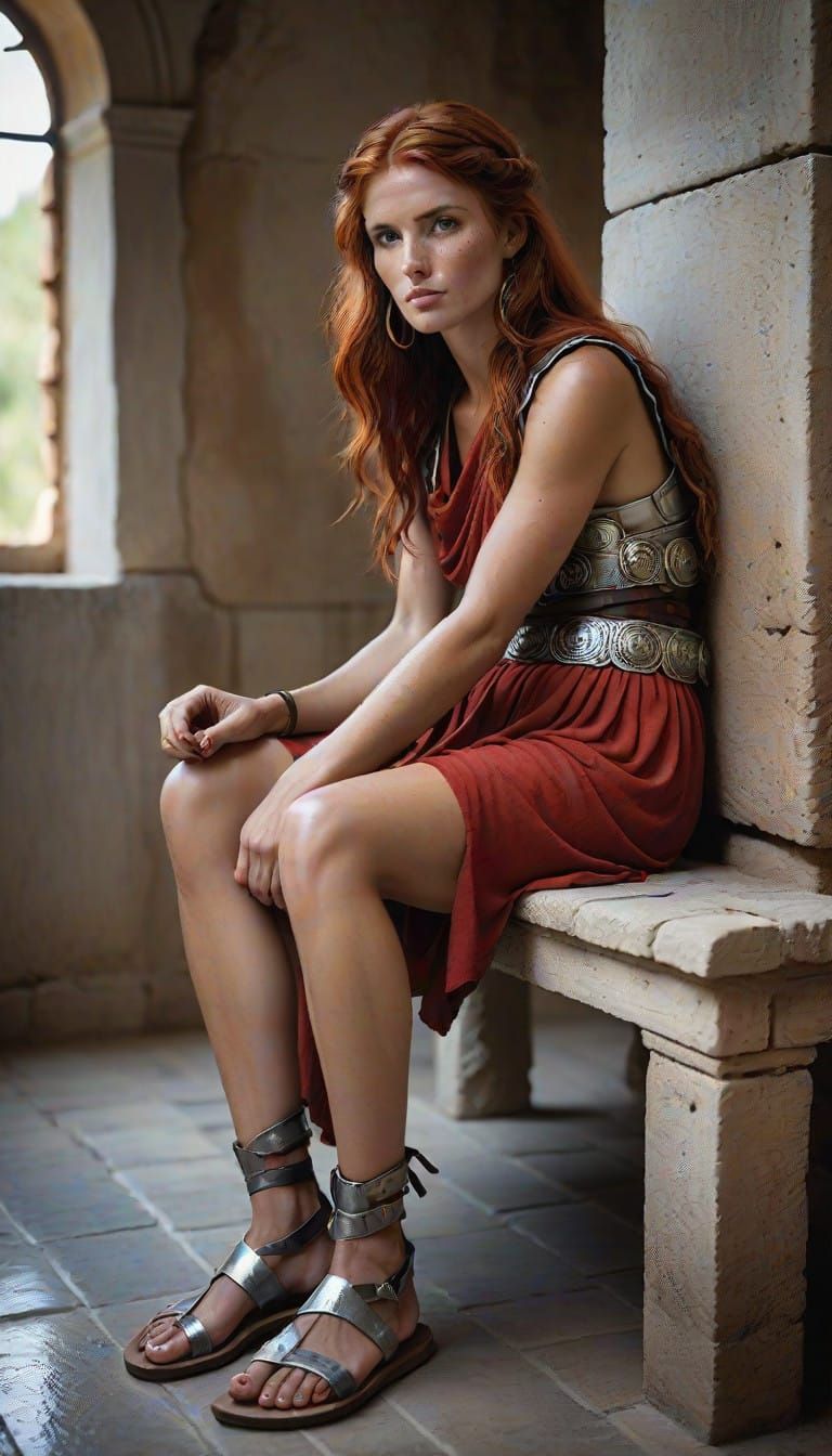 Glamorous Roman Goddess in Elegant Attire