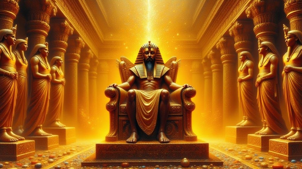Ancient Egyptian Pharaoh in Golden Opulence