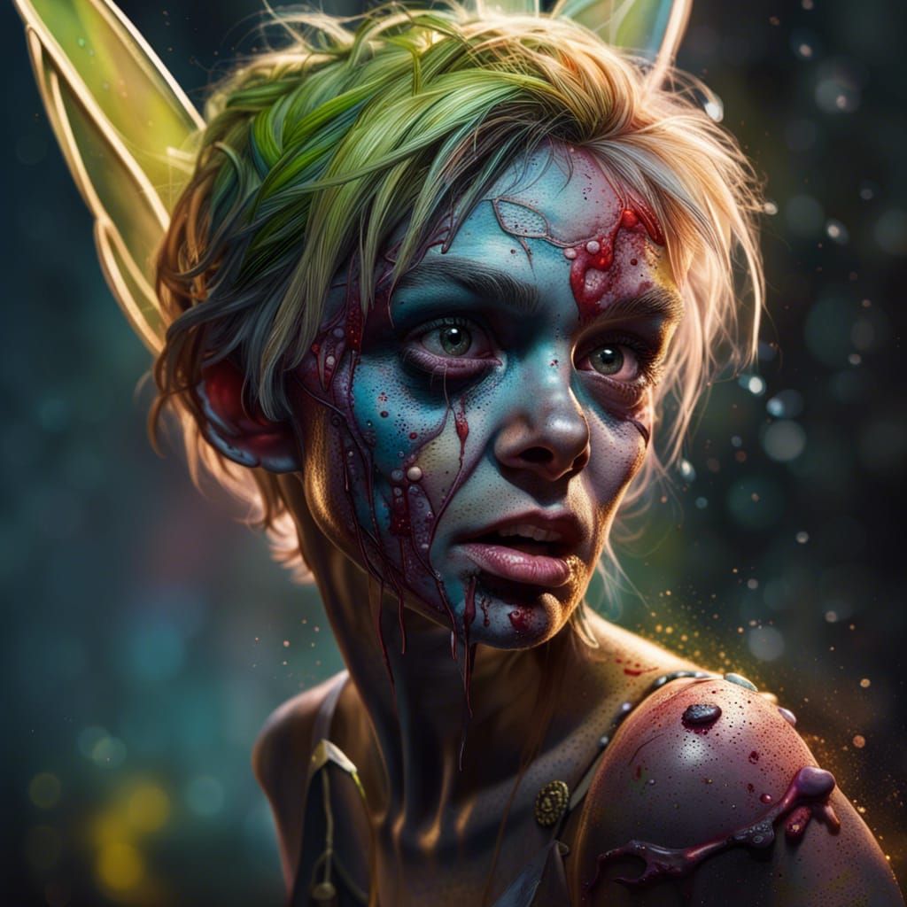 Hyperrealistic Zombie Tinkerbell Splash Art