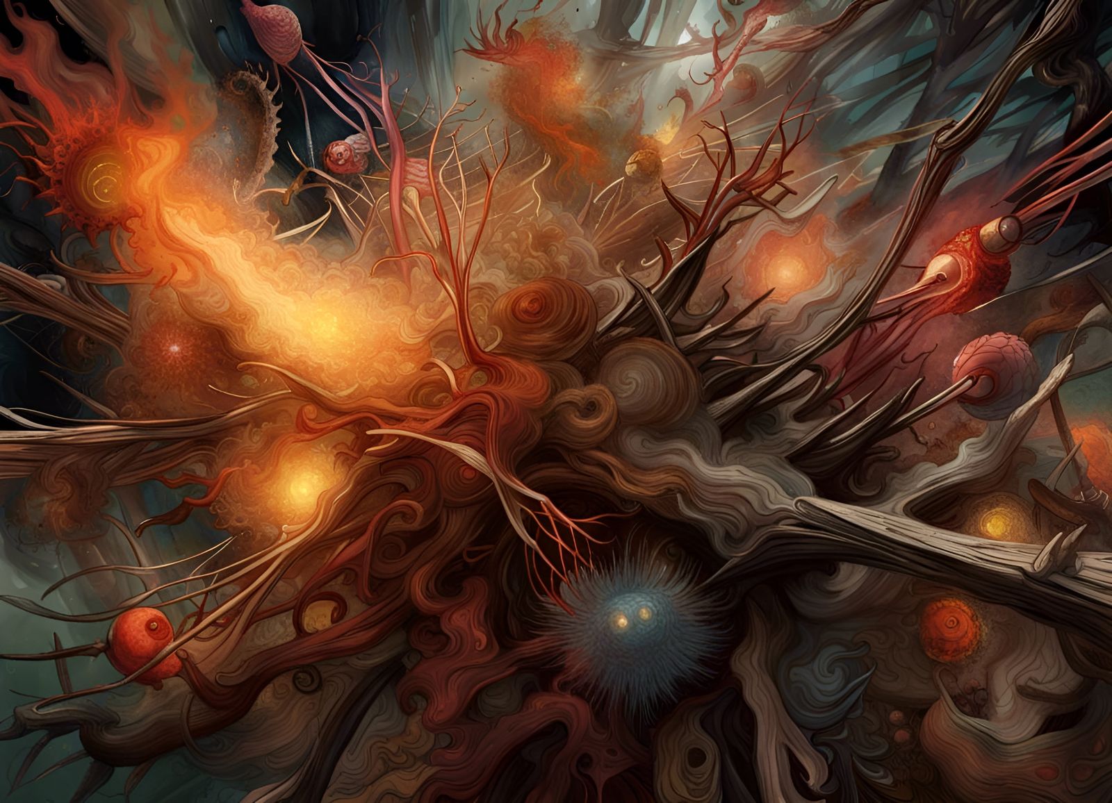 Spell Blast Radiating: Tempera Mischtechnik Art