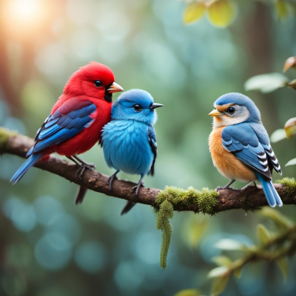 Cute Chibi Birds in Enchanted Forest