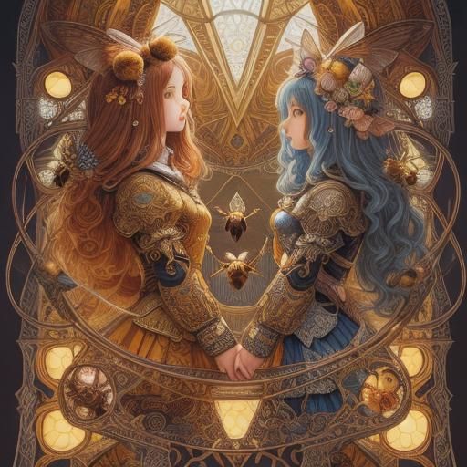 Justice Sister and Honeybee Sister Illustration