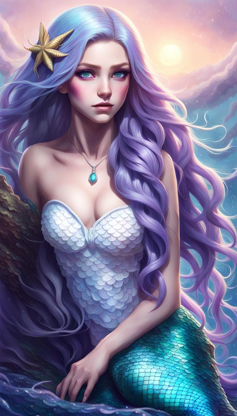 Fantasy Mermaid Siren in Ultra Realistic Anime Art
