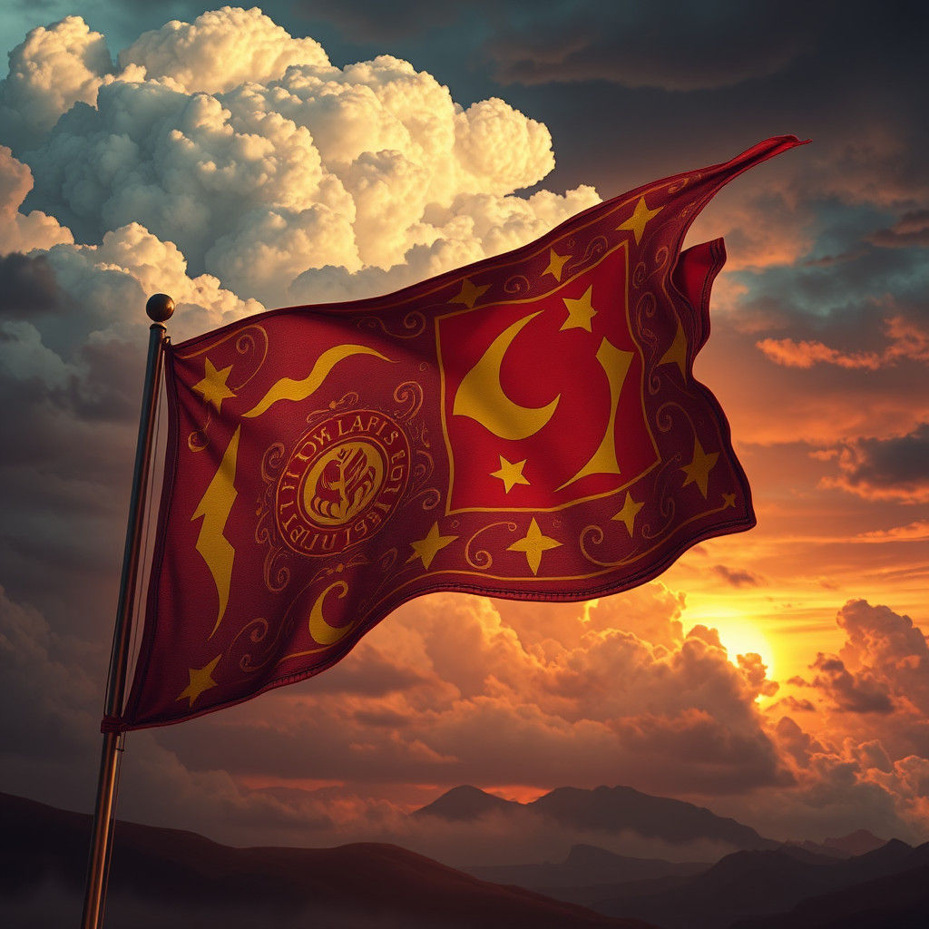 Undulating Flag in Stormy Sunset Digital Art