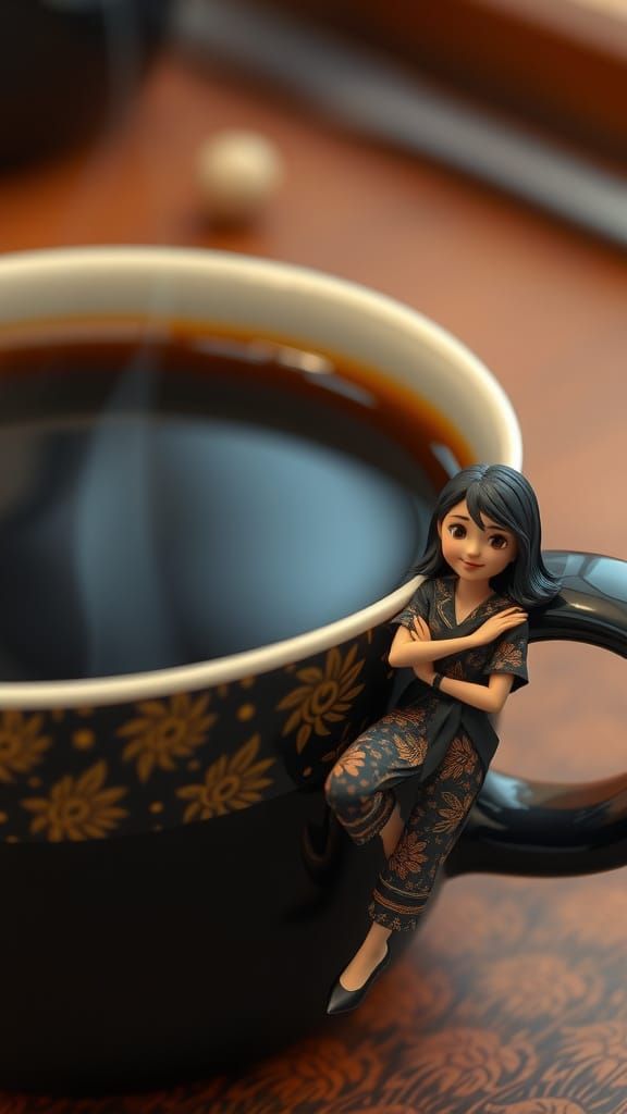 Sensual Coffee Moment in Hyperrealistic Style