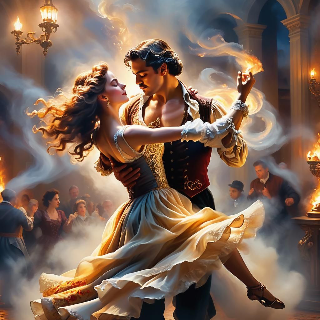 Passionate Tango Dancer in Baroque Renaissance Style