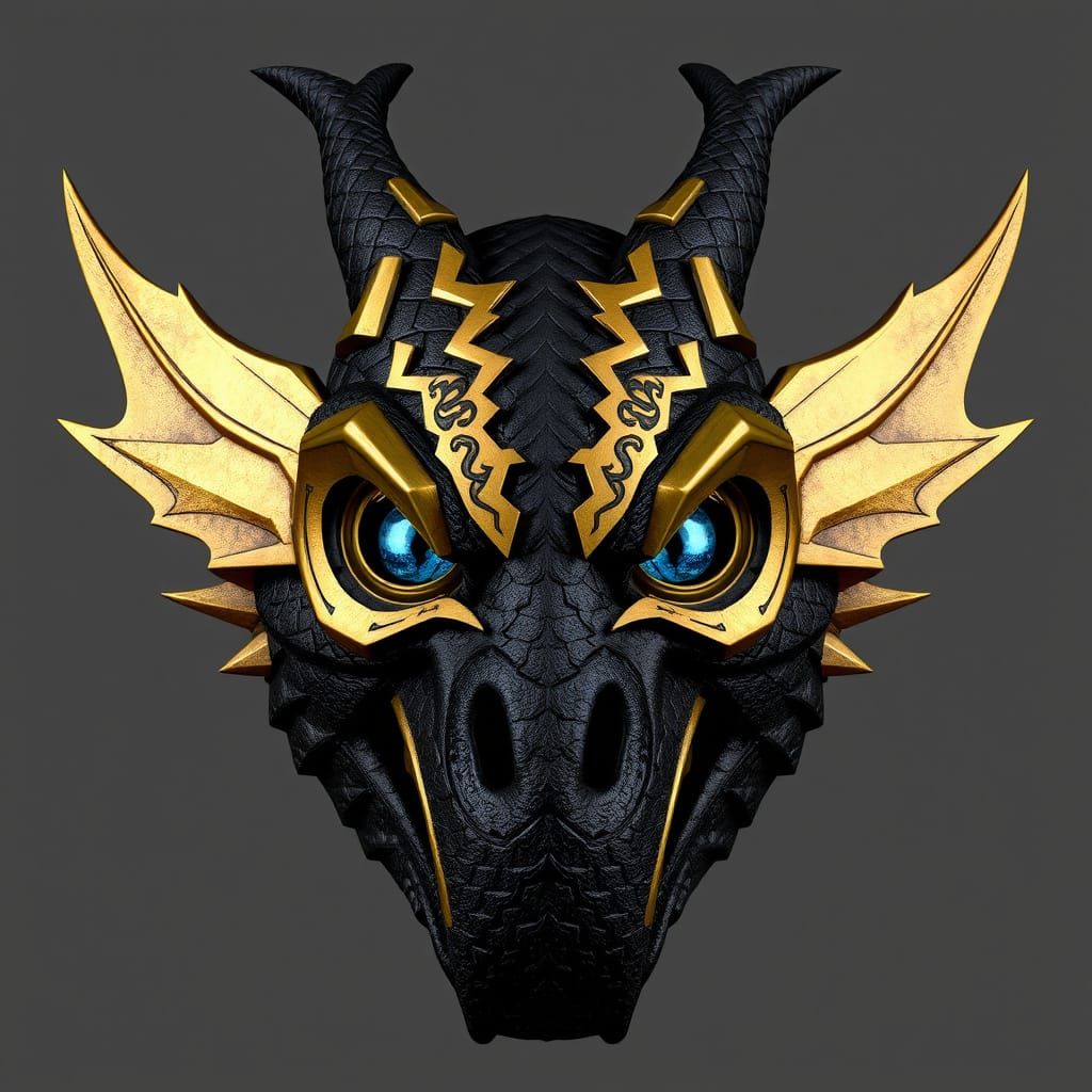 Epic Dragon Mask in Ebony and Bronze