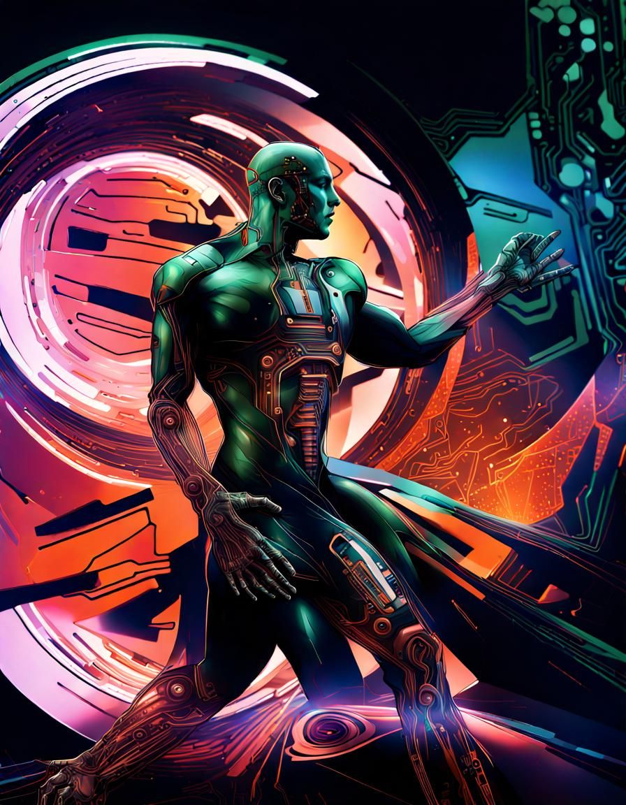 Muscular CyberMan Flexes with Cybernetic Circuits