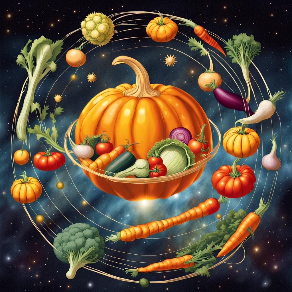 Vegetable Universe: A Whimsical Cosmic Illustration