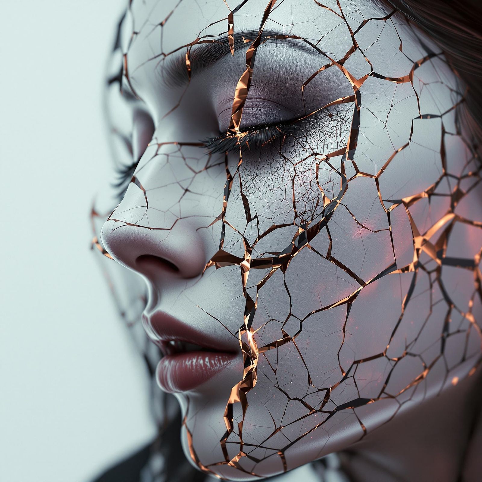 Fractured Portrait in Hyperrealism Style