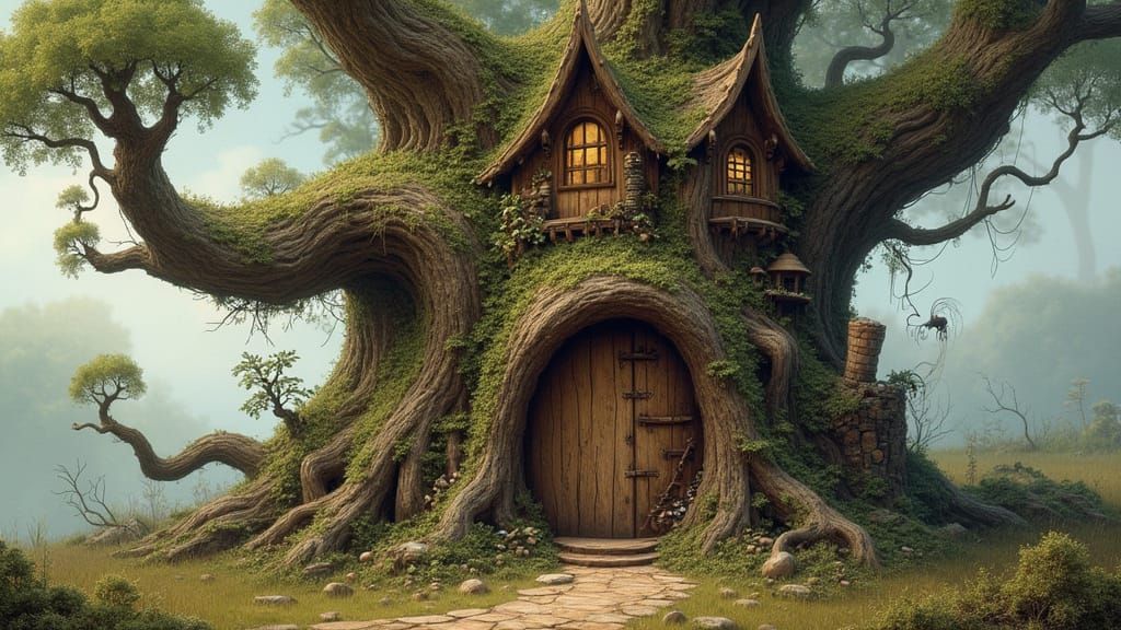 Whimsical Tree Stump Home in Rassouli Style