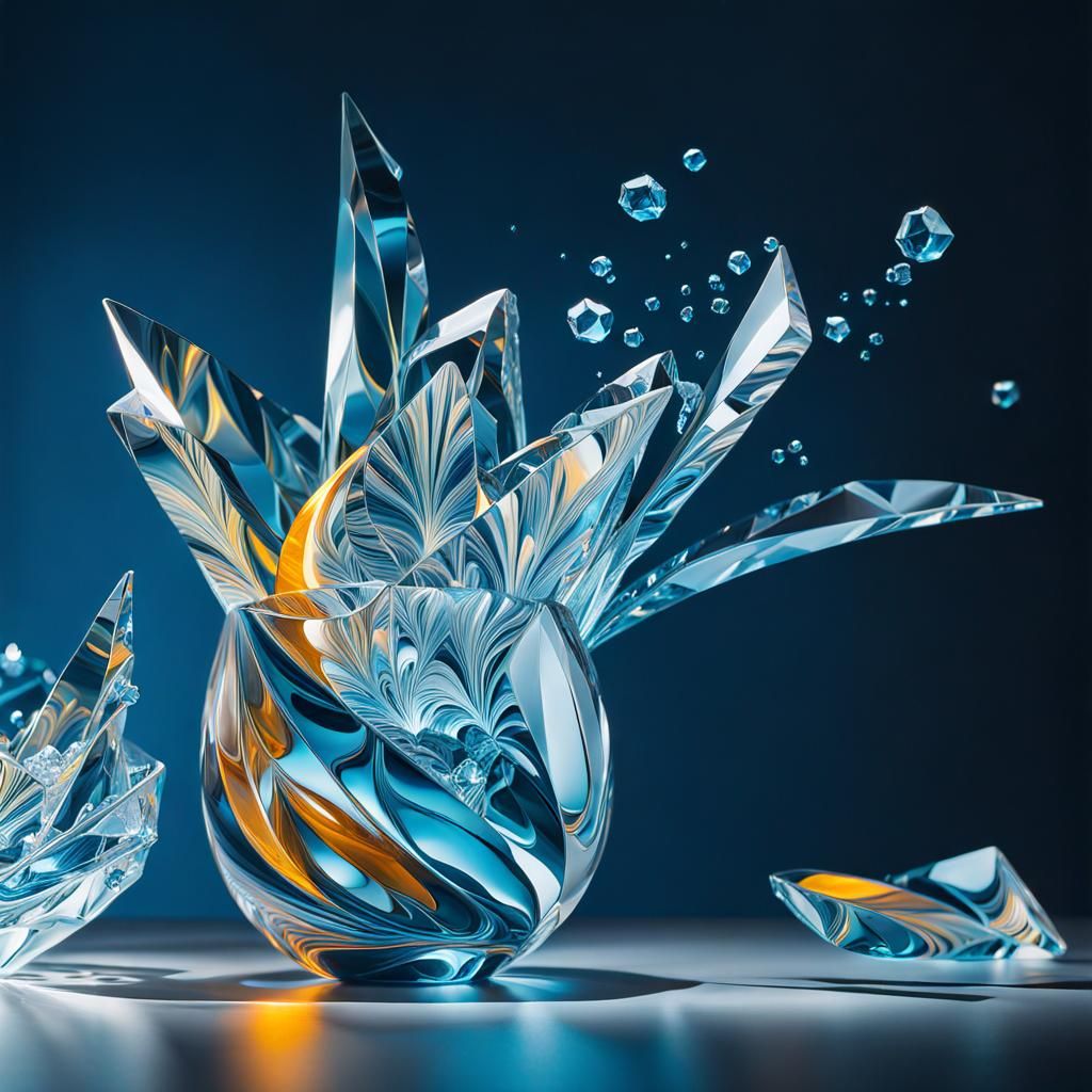 Crystallized Ice Mango: Digital Art Illustration