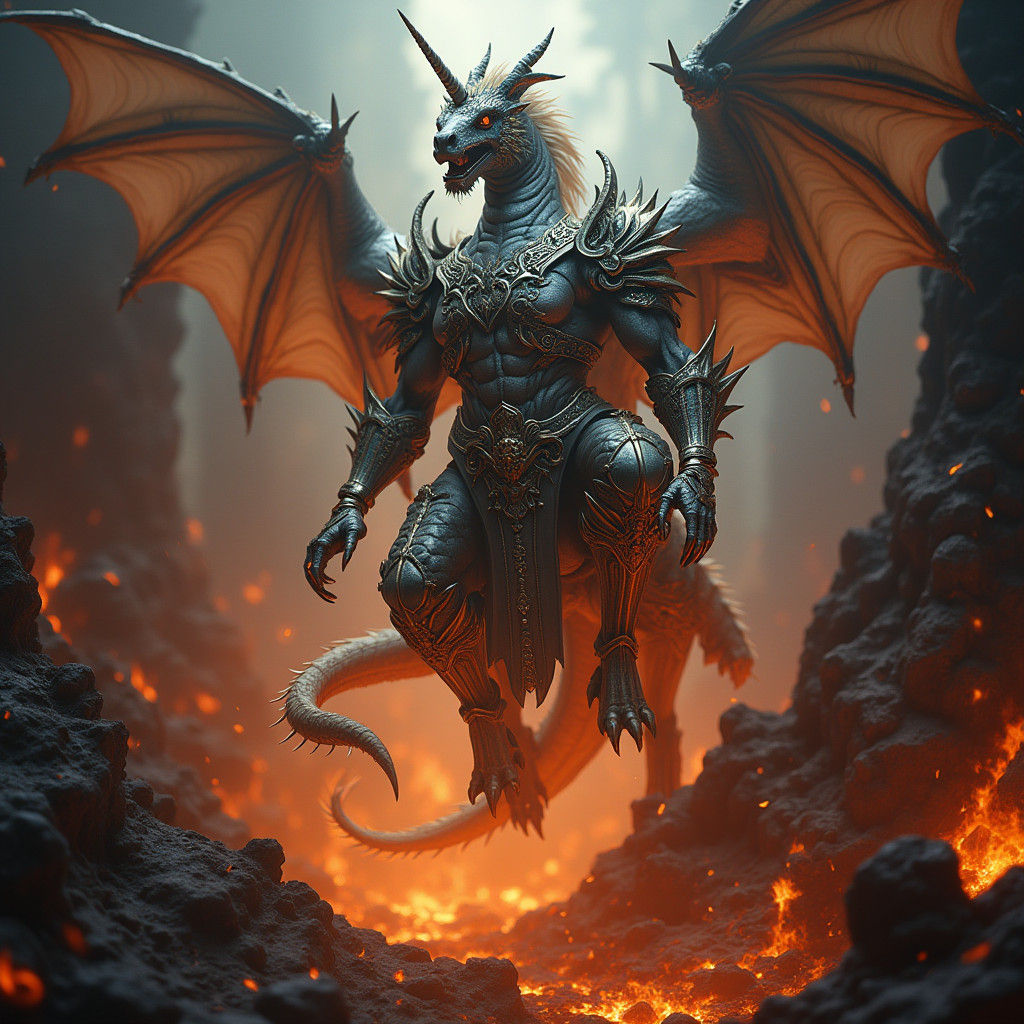 Dragon-Unicorn-Tiger Hybrid Descends into Hellish Realm