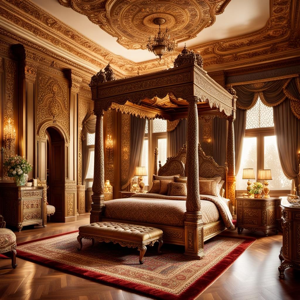 Luxurious Vintage Master Bedroom Interior: High-End Photogra...