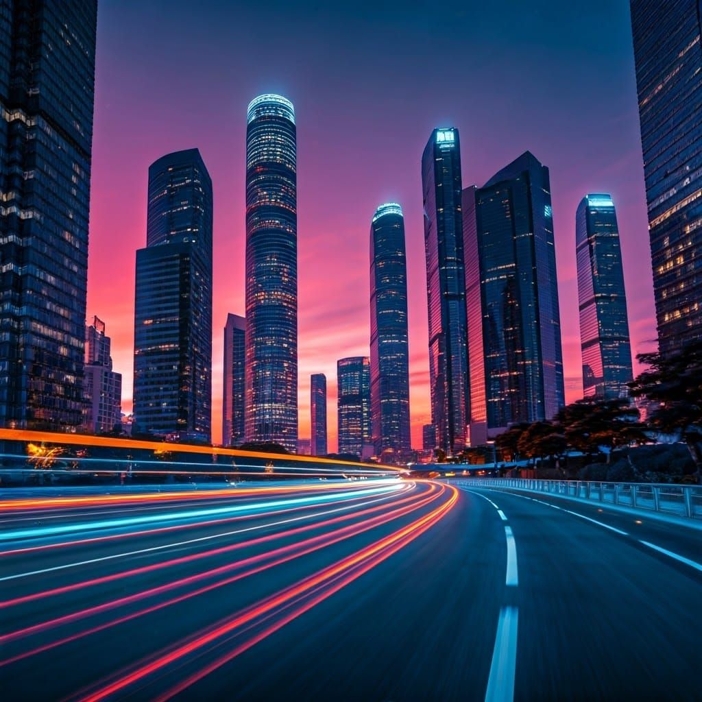 Futuristic Neon Cityscape in Surreal Style