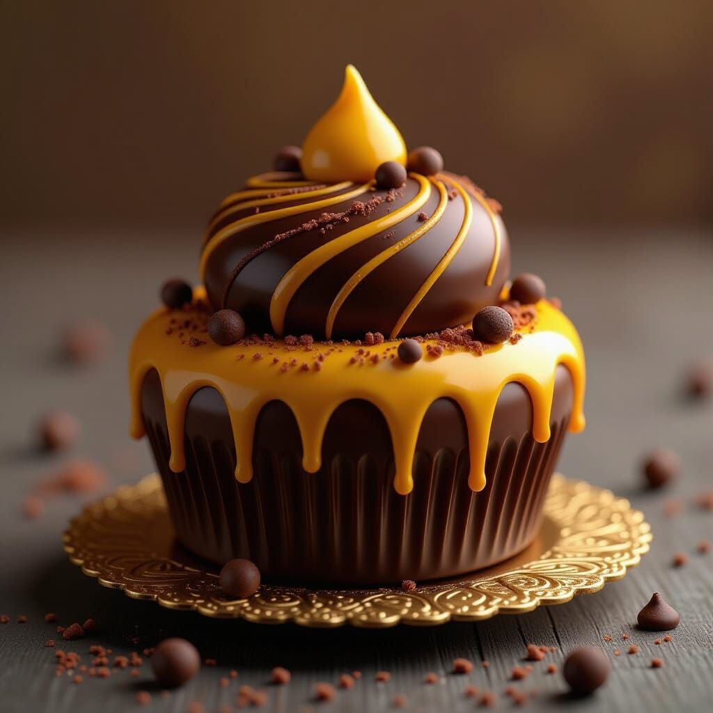 Decadent Chocolate Masterpiece in Futuristic Style