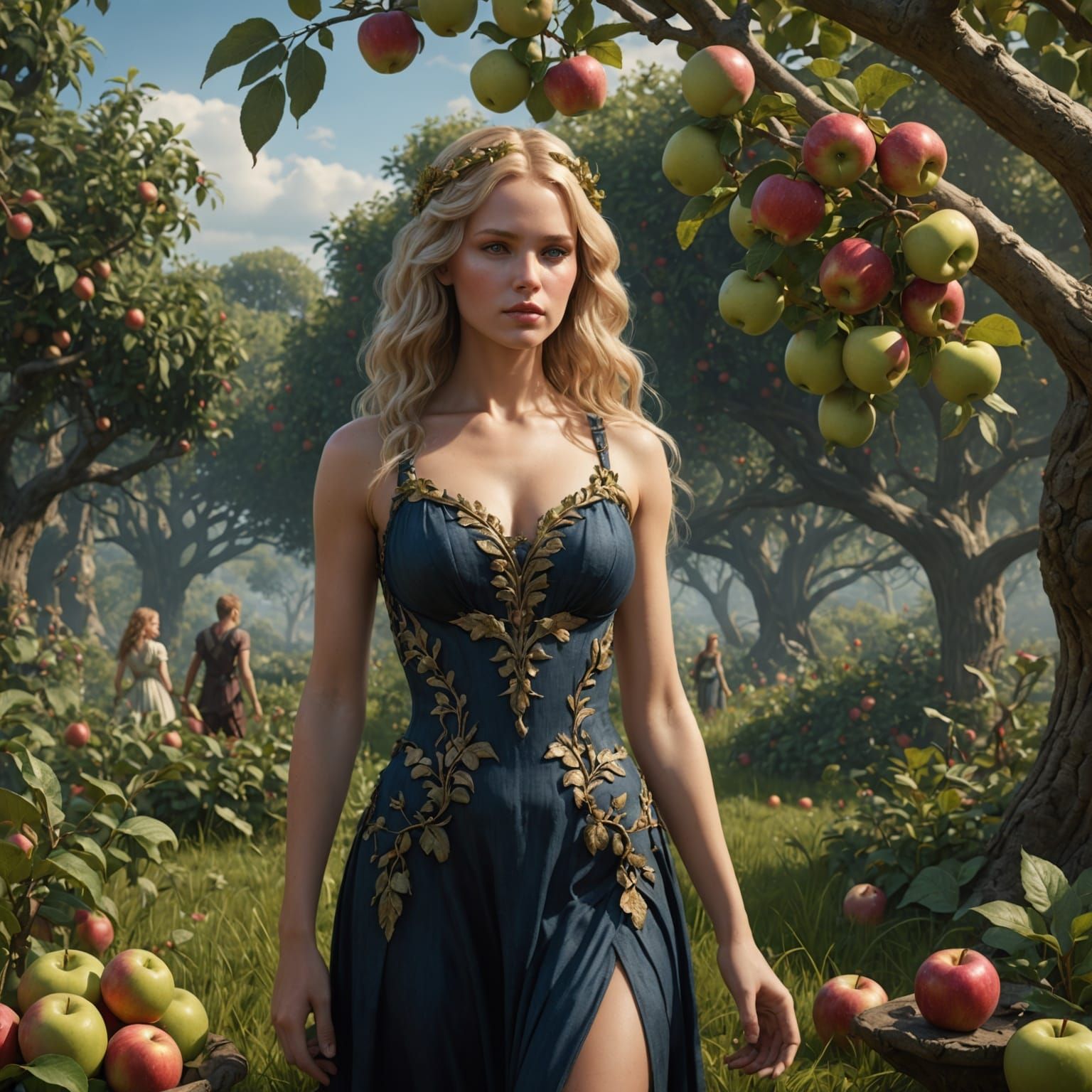 Eve Eats the Apple in Eden: Panoramic View