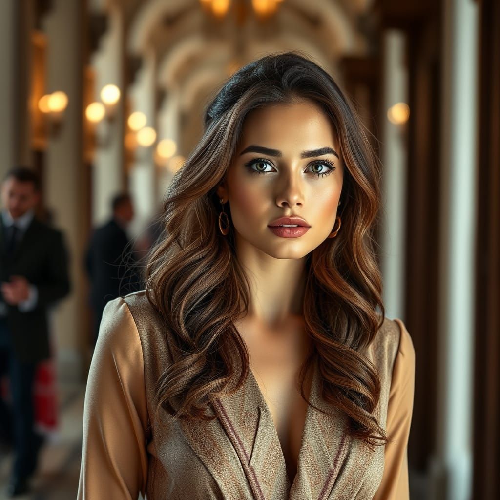 Elegant European Woman in Hyper Realistic Style