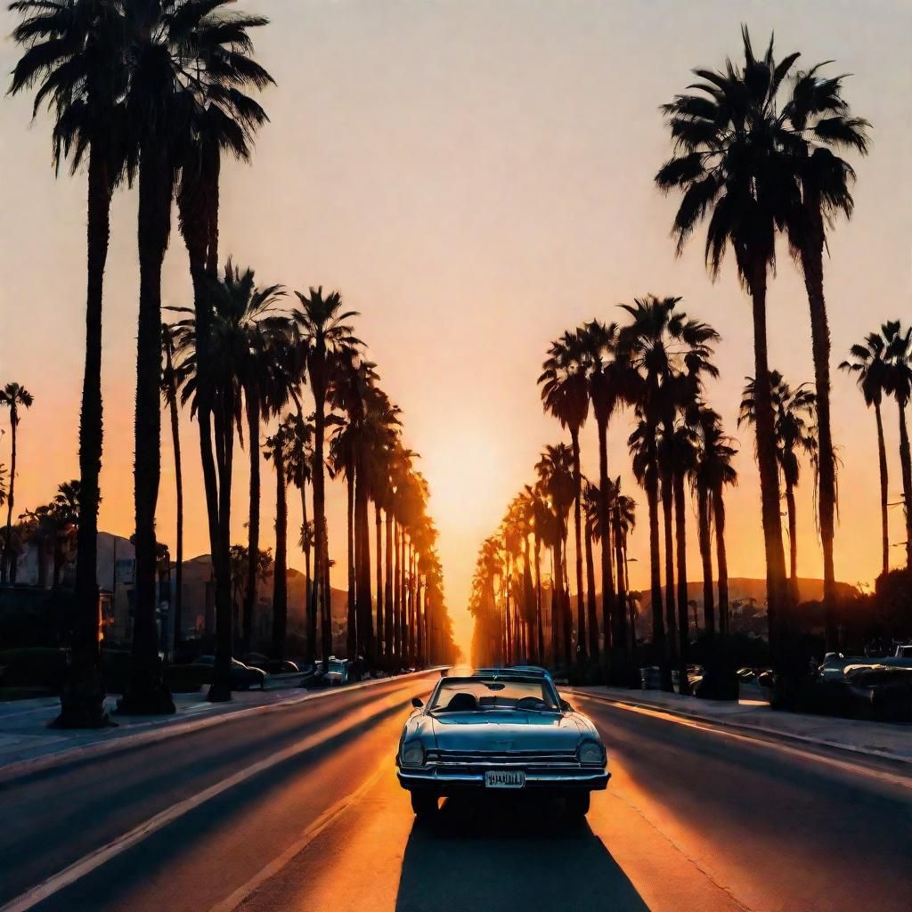 Sunset Drive in Los Angeles: A Double Exposure Dream