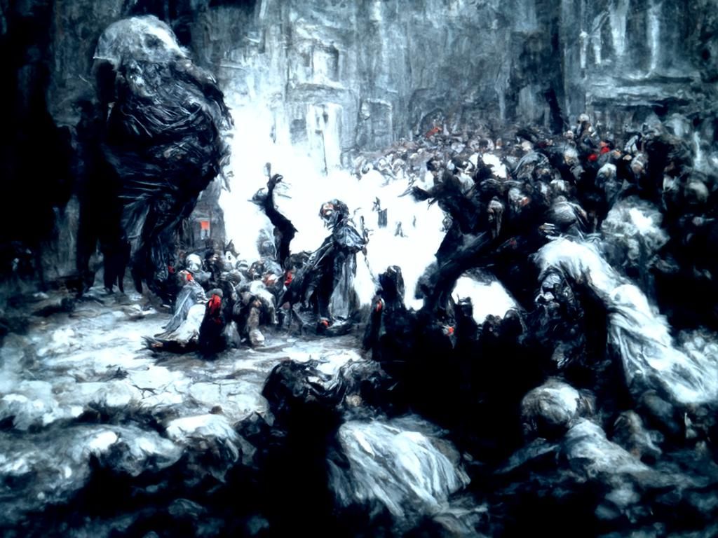 Angry Mob Drags Politician: Renaissance Horror Painting