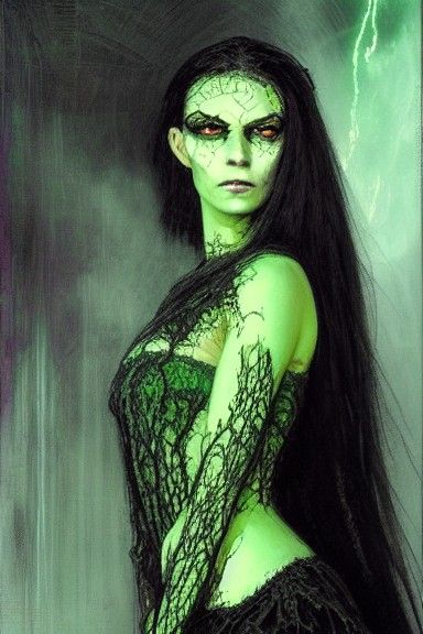 Sinister Witch Portrait in Volumetric Lighting