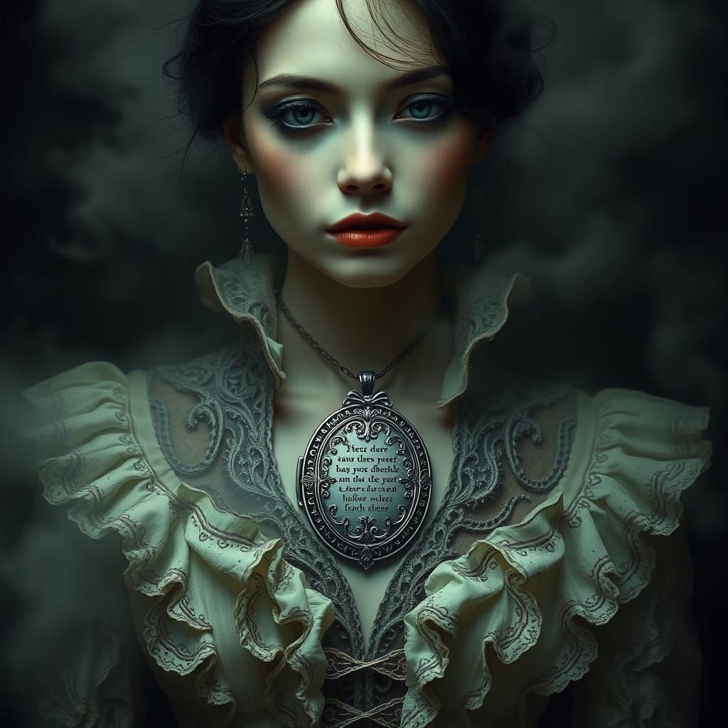 Woman in Mist: Dark Surrealism in Victorian Style