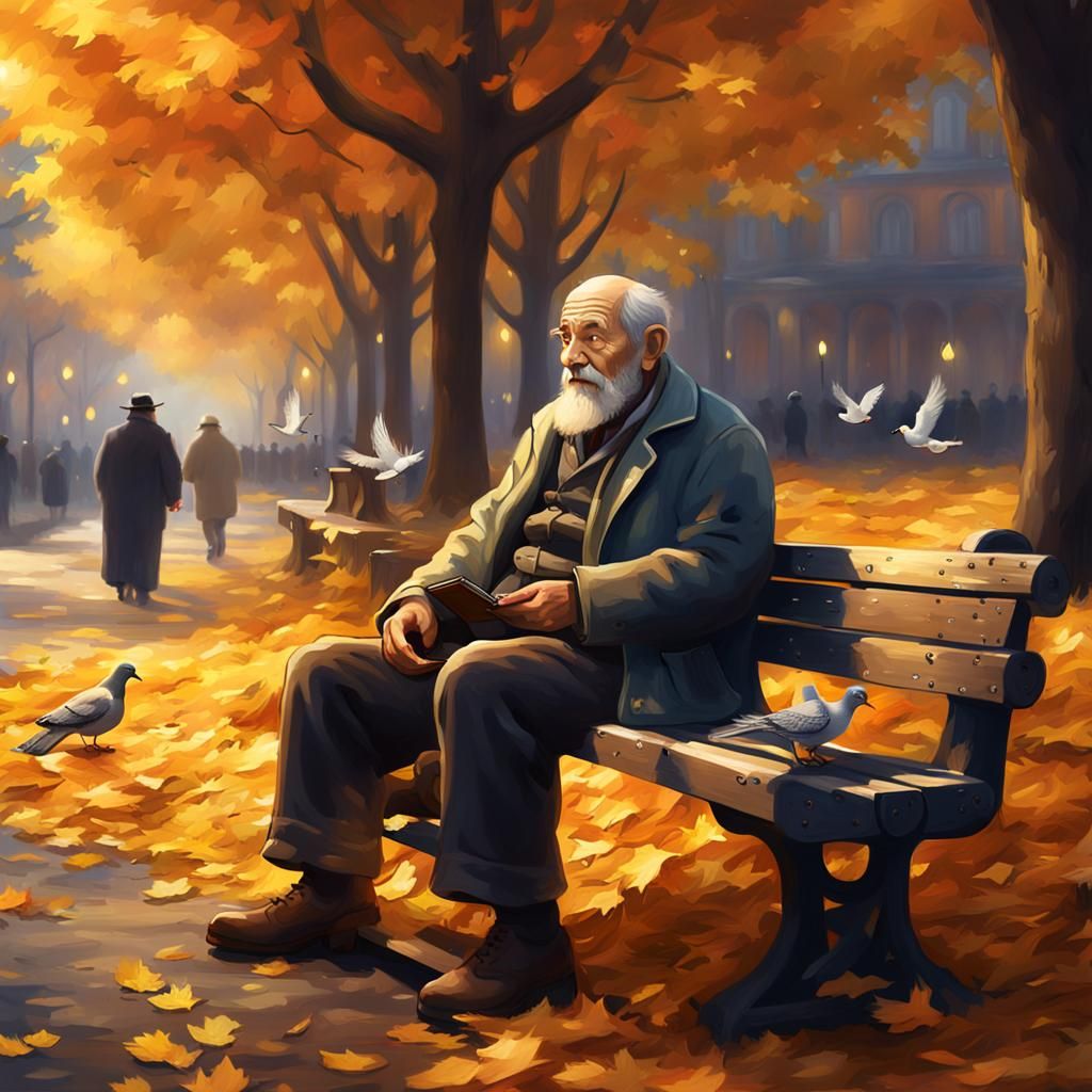 Golden Autumn: An Impressionistic Park Scene