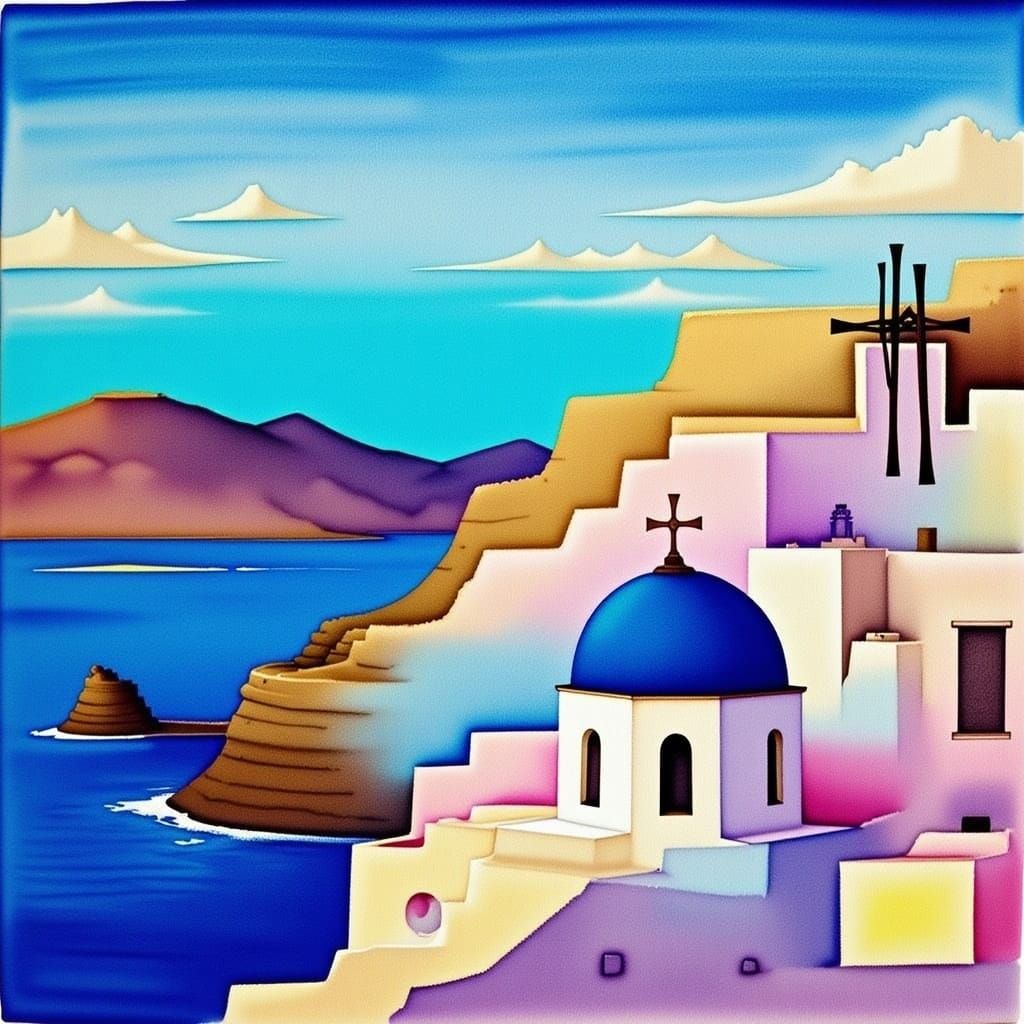 Santorini Scene in Vegas Oasis Style