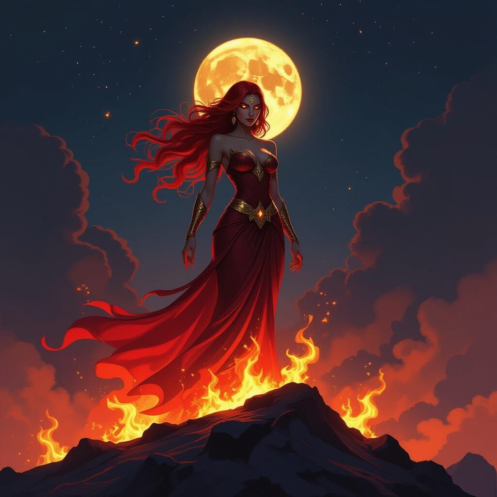 Goddess of Fire on Volcanic Peak