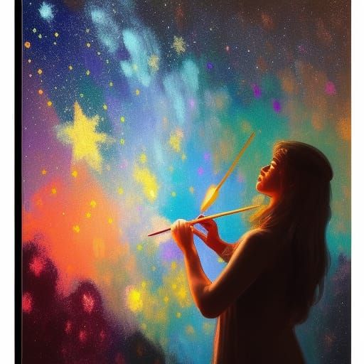 Starry Sky Painter's Night Vision: Hyperdetailed Portrait