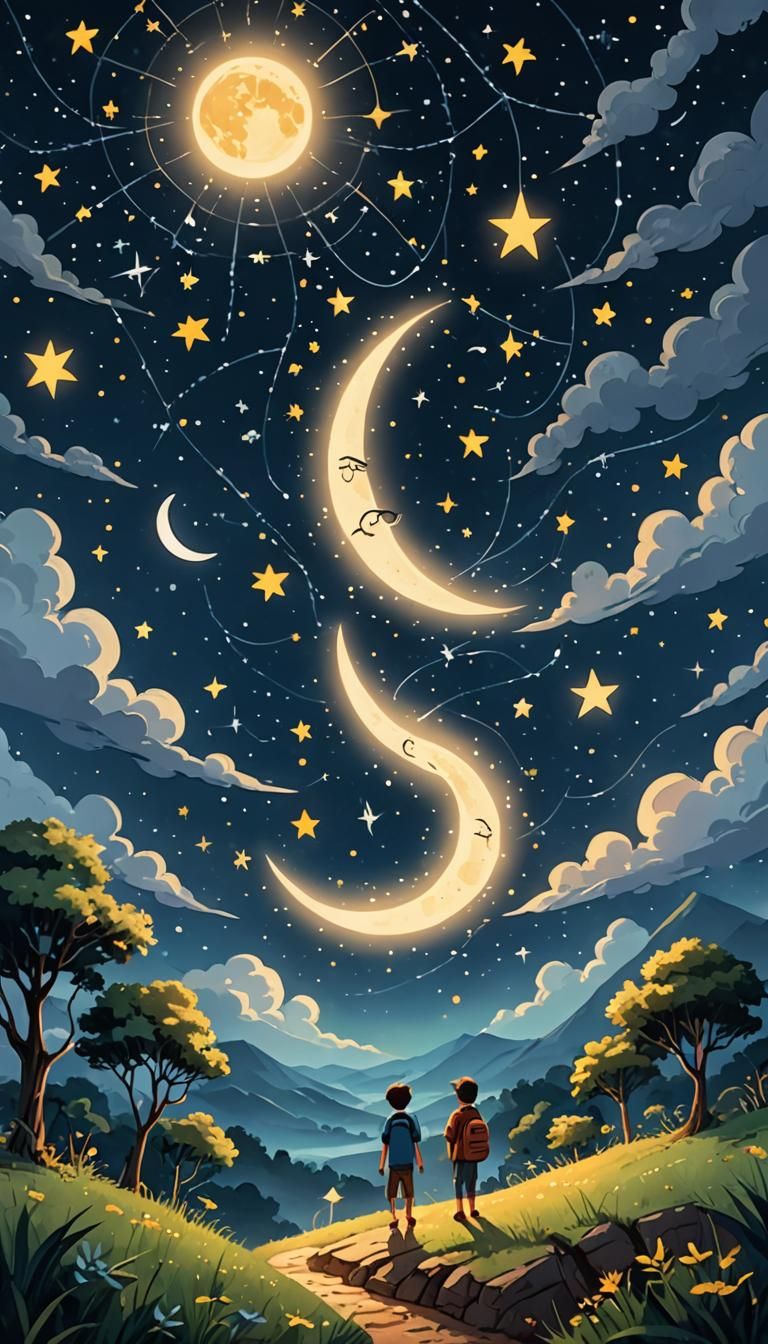 Animation of Visual Elements: Star, Moon, Path