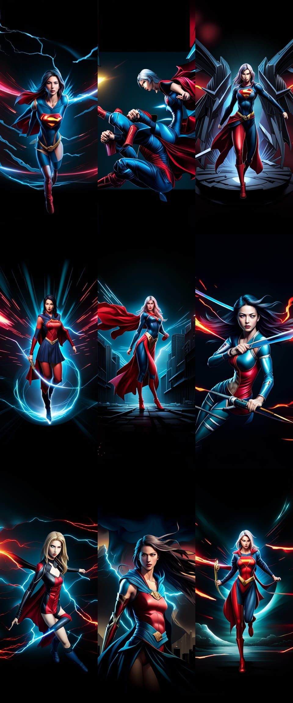 Cybernetic Supergirl in Intense Cyberpunk Battle