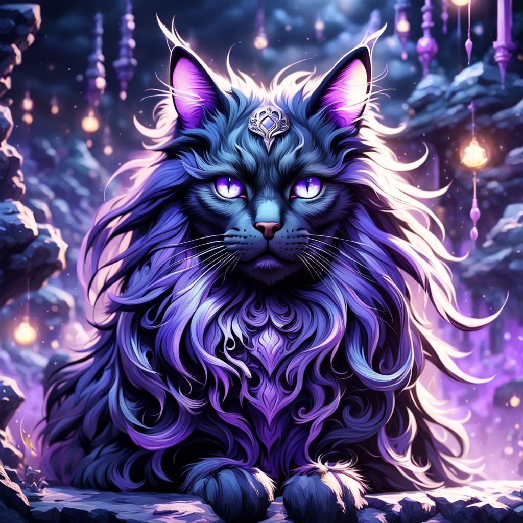 black and purple cat